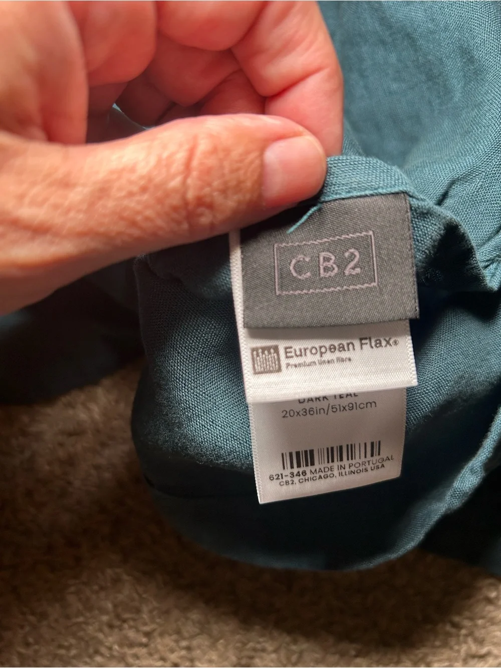 CB2 Solid Linen Dark Teal King Sham Pillow Cover Bedding Home‎ Comfort Casual